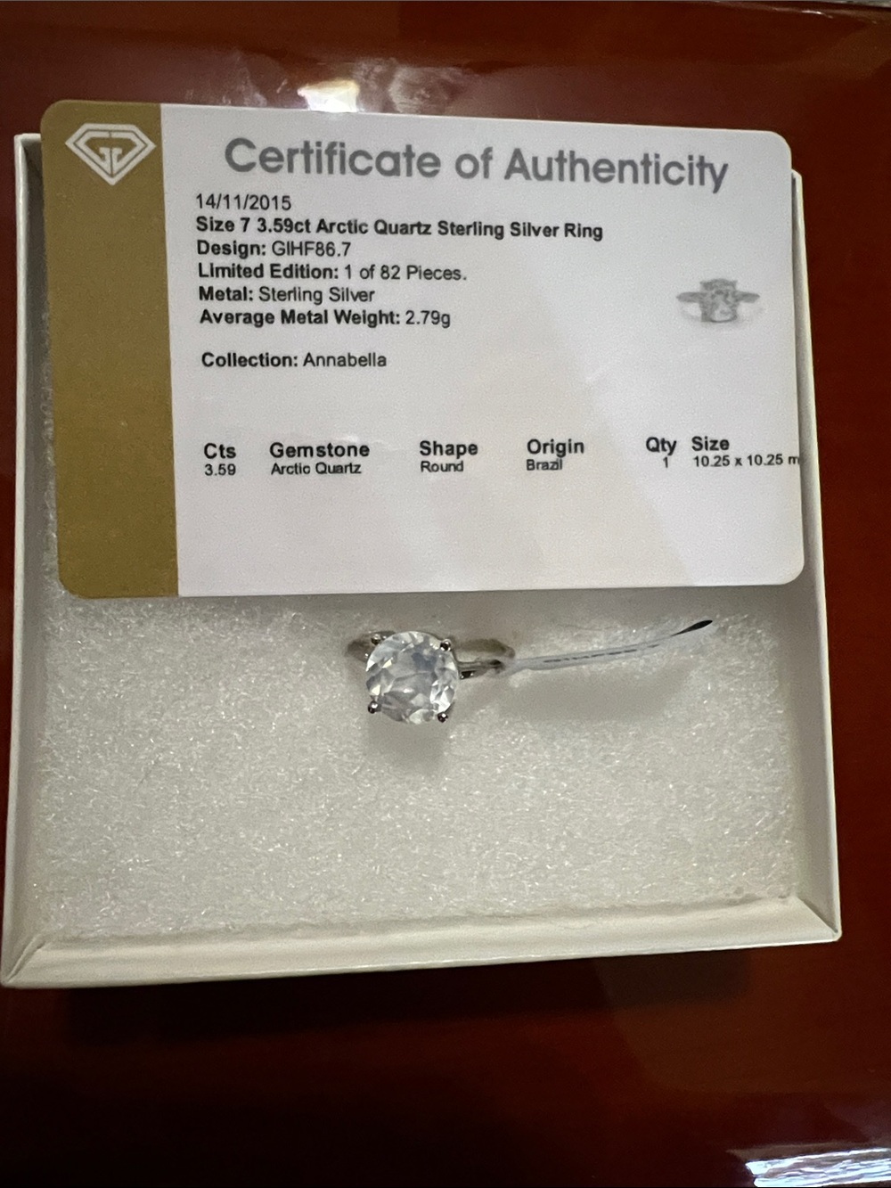 Annabella Sterling Silver Ring with Clear Arctic Quartz